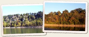 Two different photos of the Table Rock Lake shorlines